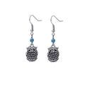 Vintage Alloy Owl Dangle Earrings With Turquoise Bead Bohemian Ethnic Drop Earrings view 2