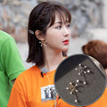 Korean Asymmetric Pearl Star Stud Long Chain Alloy Elegant Women Fashion Earrings view 2