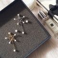 Korean Asymmetric Pearl Star Stud Long Chain Alloy Elegant Women Fashion Earrings view 5