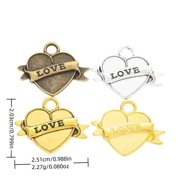 Zinc Alloy Heart Charm Pendant No.146626 for DIY Necklace Bracelet Jewelry Making