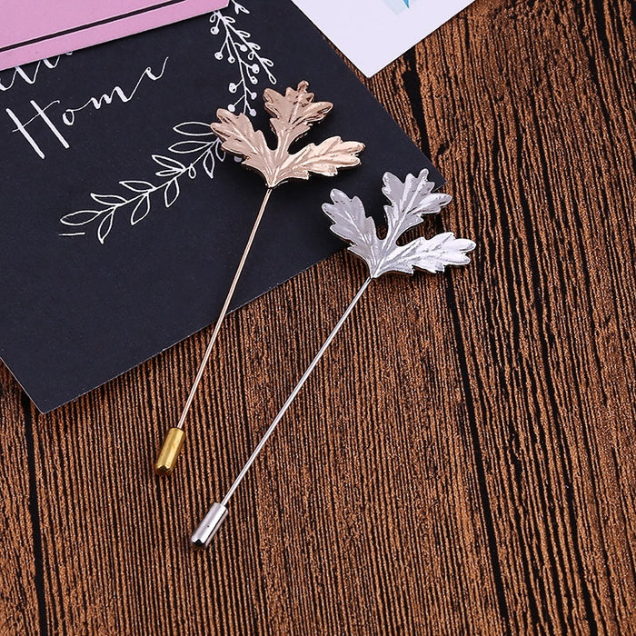Alloy Leaf Brooch Pin For Men And Women, Casual Tree Leaf Lapel Pin Fashion Accessory