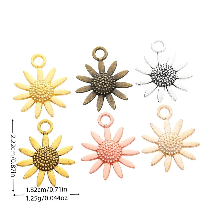 Zinc Alloy Sunflower Charm Pendant No.913644 for DIY Necklace Bracelet Jewelry Making