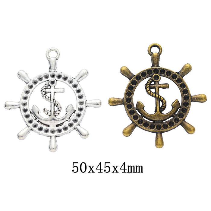 Zinc Alloy Anchor Wheel Charm Pendant for DIY Necklace Bracelet Jewelry Making