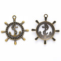 Zinc Alloy Anchor Wheel Charm Pendant for DIY Necklace Bracelet Jewelry Making view 3