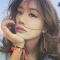Elegant Korean Style Long Threader Alloy Geometric Heart Drop Chain Earrings view 3