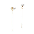 Elegant Pearl Stud Long Drop Alloy Bar Chain Korean Fashion Women Dangle Earrings view 5