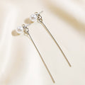 Elegant Pearl Stud Long Drop Alloy Bar Chain Korean Fashion Women Dangle Earrings view 3