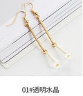 Elegant Long Geometric Water Drop Crystal Tassel Alloy Dangle Earrings for Women Korean Style Earrings view 2