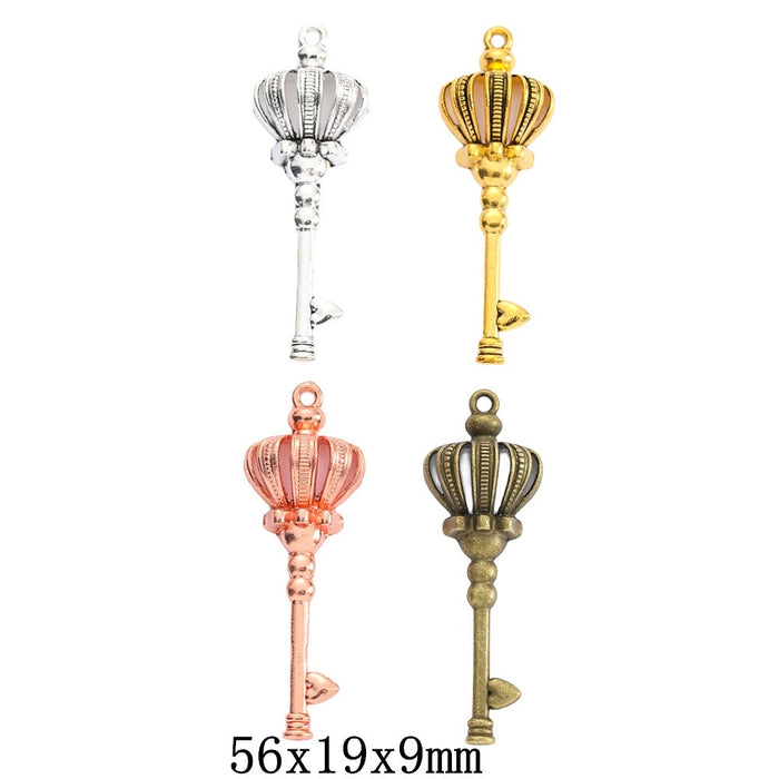 Zinc Alloy Crown Key Charm Pendant No.718572 for DIY Necklace Bracelet Jewelry Making