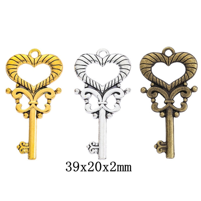 Zinc Alloy Heart Key Charm Pendant No.676503 for DIY Necklace Bracelet Jewelry Making