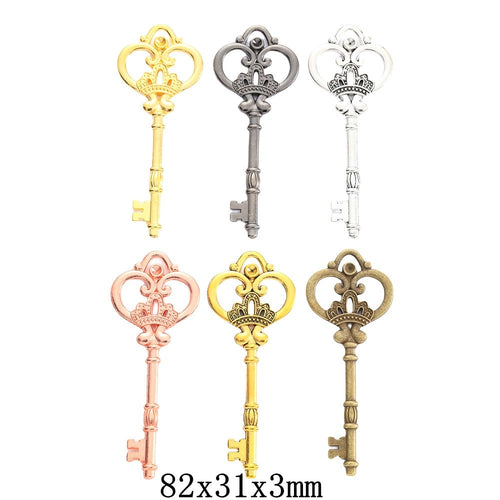 Zinc Alloy Crown Key Charm Pendant No.517811 for DIY Necklace Bracelet Jewelry Making