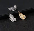 Vintage 3D Angel Wing Feather Rhinestone Alloy Stud Earrings Elegant Pierced Women Fashion Earrings view 3