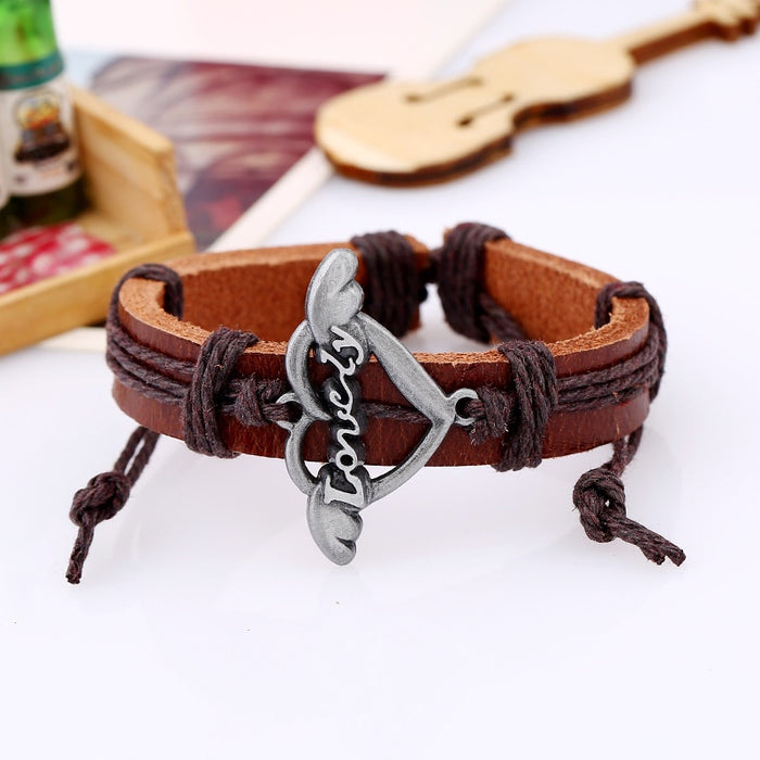 European American Vintage Minimalist Braided Cowhide Adjustable Couple Bracelet Jewelry