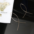 Elegant Korean Alloy Fish Line Cross Tassel Drop Earrings Minimalist Fashion Metal Statement Earrings view 4