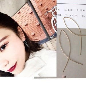 Elegant Korean Alloy Fish Line Cross Tassel Drop Earrings Minimalist Fashion Metal Statement Earrings
