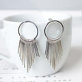 Elegant Korean Alloy Round Hoop Tassel Fringe Drop Studs For Women Vintage Geometric Statement Earrings view 4