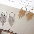 Elegant Korean Alloy Round Hoop Tassel Fringe Drop Studs For Women Vintage Geometric Statement Earrings view 2