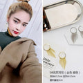 Elegant Korean Alloy Round Hoop Tassel Fringe Drop Studs For Women Vintage Geometric Statement Earrings view 1
