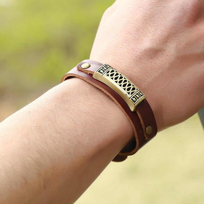 European American Vintage Genuine Cowhide Leather Bracelet For Men And Couples
