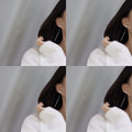 Elegant Korean Style Alloy Pearl Stud With Rhinestone Chain Tassel Back Hanging Pendant Earrings view 4