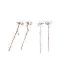 Elegant Korean Style Alloy Pearl Stud With Rhinestone Chain Tassel Back Hanging Pendant Earrings view 5