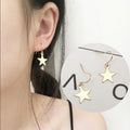 Minimalist Gold Tone Alloy Cute Five Point Star Drop Hook Dangle Earrings view 1