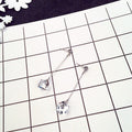 Elegant Korean Style Long Drop Studs With Square Clear Crystal Pendant And Slim Alloy Bar Earrings view 1