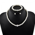Elegant Round Pearl Stud Matching Necklace Jewelry Set For Women Light Luxury Bridal Gift Earrings view 1