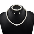 Elegant Round Pearl Stud Matching Necklace Jewelry Set For Women Light Luxury Bridal Gift Earrings view 2