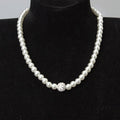 Elegant Round Pearl Stud Matching Necklace Jewelry Set For Women Light Luxury Bridal Gift Earrings view 3