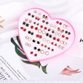 36 Pairs Heart Boxed Korean Enamel Acrylic Alloy Mini Stud Earrings Set For Women Earrings view 2