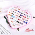 36 Pairs Heart Boxed Korean Enamel Acrylic Alloy Mini Stud Earrings Set For Women Earrings view 4