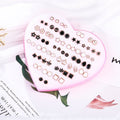 36 Pairs Heart Boxed Korean Enamel Acrylic Alloy Mini Stud Earrings Set For Women Earrings view 3