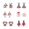 European American Christmas Reindeer Stud Earrings Tree Snowman Deer Gift Series For Women view 2