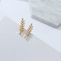 Elegant Korean Style Gold Alloy Feather Leaf Studs For Women, Delicate Minimalist Tree Branch Earrings view 1