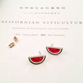 Korean Alloy Enamel Strawberry Watermelon Ladybug Rhinestone Fruit Stud Earrings view 2
