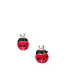 Korean Alloy Enamel Strawberry Watermelon Ladybug Rhinestone Fruit Stud Earrings view 4