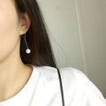 Elegant Korean Style Long Alloy Circle Tassel Drop Pearl Earrings for Women Minimalist Statement Earrings view 3