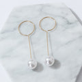 Elegant Korean Style Long Alloy Circle Tassel Drop Pearl Earrings for Women Minimalist Statement Earrings view 5