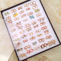 Elegant Korean Mixed Color Alloy Rhinestone Pearl Flower Heart Geometric Mini Stud Box Set Earrings view 1
