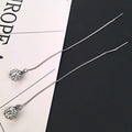 Elegant Korean Long Chain Tassel Threader With Rhinestone Crystal Ball Drop Dangle Women's Earrings view 2