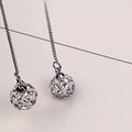 Elegant Korean Long Chain Tassel Threader With Rhinestone Crystal Ball Drop Dangle Women's Earrings view 5
