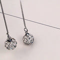 Elegant Korean Long Chain Tassel Threader With Rhinestone Crystal Ball Drop Dangle Women's Earrings view 3