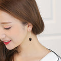 Korean Vintage Red And Black Enamel Heart Charm Long Drop Alloy Stud Dangle Fashion Earrings view 2