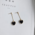 Korean Vintage Red And Black Enamel Heart Charm Long Drop Alloy Stud Dangle Fashion Earrings view 4