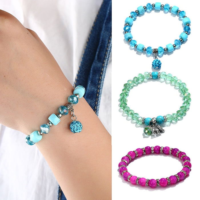 Korean Minimalist Crystal Beaded Bracelet For Women Fashion Versatile Student Jewelry