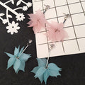 Elegant Acrylic Lotus Flower Petal Long Tassel Dangle Earrings With Rhinestone Alloy Stud Earrings view 3