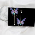 Elegant Fairy Butterfly Long Tassel Drop Earrings With Alloy Chain And Crystal Teardrop Pendant Earrings view 2