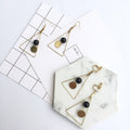 Elegant Korean Hollow Triangle Alloy Drop Earrings With Wooden Bead And Minimalist Round Disc Earrings view 4