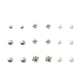 Elegant 9 Pair Set Pearl Rhinestone Crystal Round Ball Stud Earrings for Women Minimalist Alloy Earrings view 5